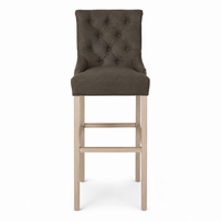 Bar Stool Verona - Brown Fabric & Natural Oak Legs - 60 x 59 x 131 cm