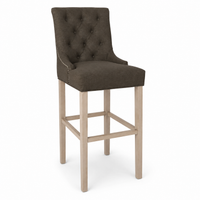 Bar Stool Verona - Brown Fabric & Natural Oak Legs - 60 x 59 x 131 cm