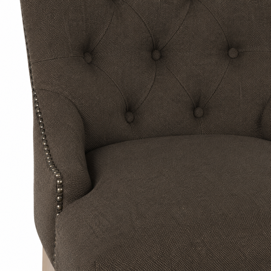 Bar Stool Verona - Brown Fabric & Natural Oak Legs - 60 x 59 x 131 cm