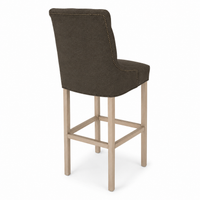 Bar Stool Verona - Brown Fabric & Natural Oak Legs - 60 x 59 x 131 cm