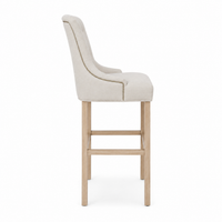 Bar Stool Verona - Light Beige Fabric & Natural Oak Legs - 60 x 59 x 131 cm