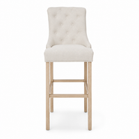 Bar Stool Verona - Light Beige Fabric & Natural Oak Legs - 60 x 59 x 131 cm