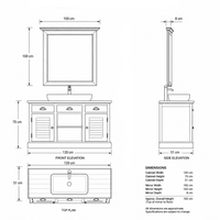 Bathroom Furniture Set Hampton - White & Natural Wood Vanity with Mirror - 120 x 51 x 75 cm
