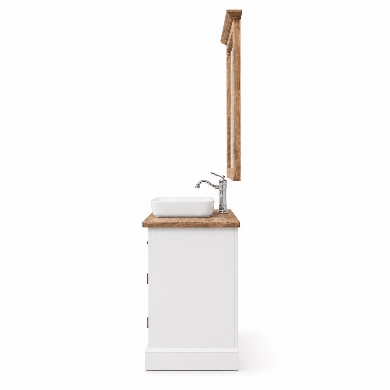 Bathroom Furniture Set Hampton - White & Natural Wood Vanity with Mirror - 120 x 51 x 75 cm
