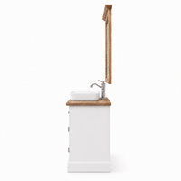 Bathroom Furniture Set Hampton - White & Natural Wood Vanity with Mirror - 120 x 51 x 75 cm