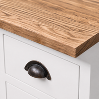 Bathroom Furniture Set Hampton - White & Natural Wood Vanity with Mirror - 120 x 51 x 75 cm