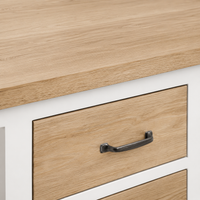 Bathroom Furniture Set Seabrook - Blue & Natural Wood Double Vanity with Mirror - 150 x 51 x 75 cm