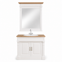 Ensemble de meubles de salle de bain Stratford Compact - Vanité blanche et chêne avec miroir - 90 x 51 x 91 cm