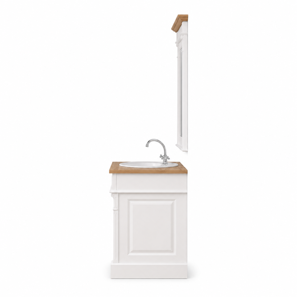 Set Mobili da Bagno Stratford Compatto - Bianco e Rovere Mobile Lavabo con Specchio - 90 x 51 x 91 cm