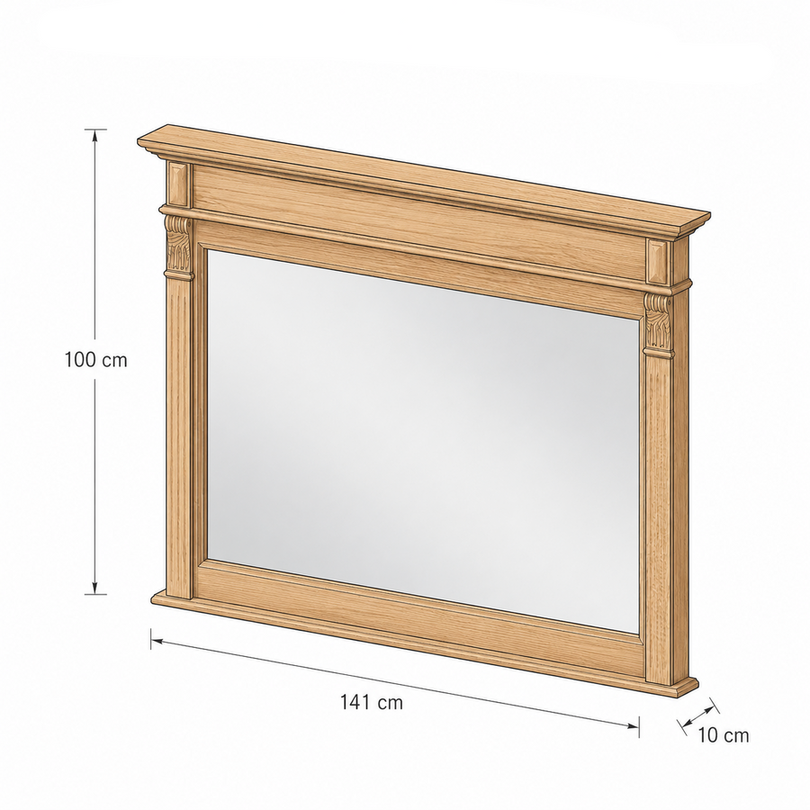 Bathroom Mirror Baldo Solid Oak - 141 x 10 x 100 cm