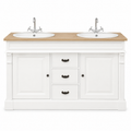 Bathroom Vanity Marcoli White Oak - Double Vanity Unit with Solid Oak Top - 150 x 51 x 91 cm