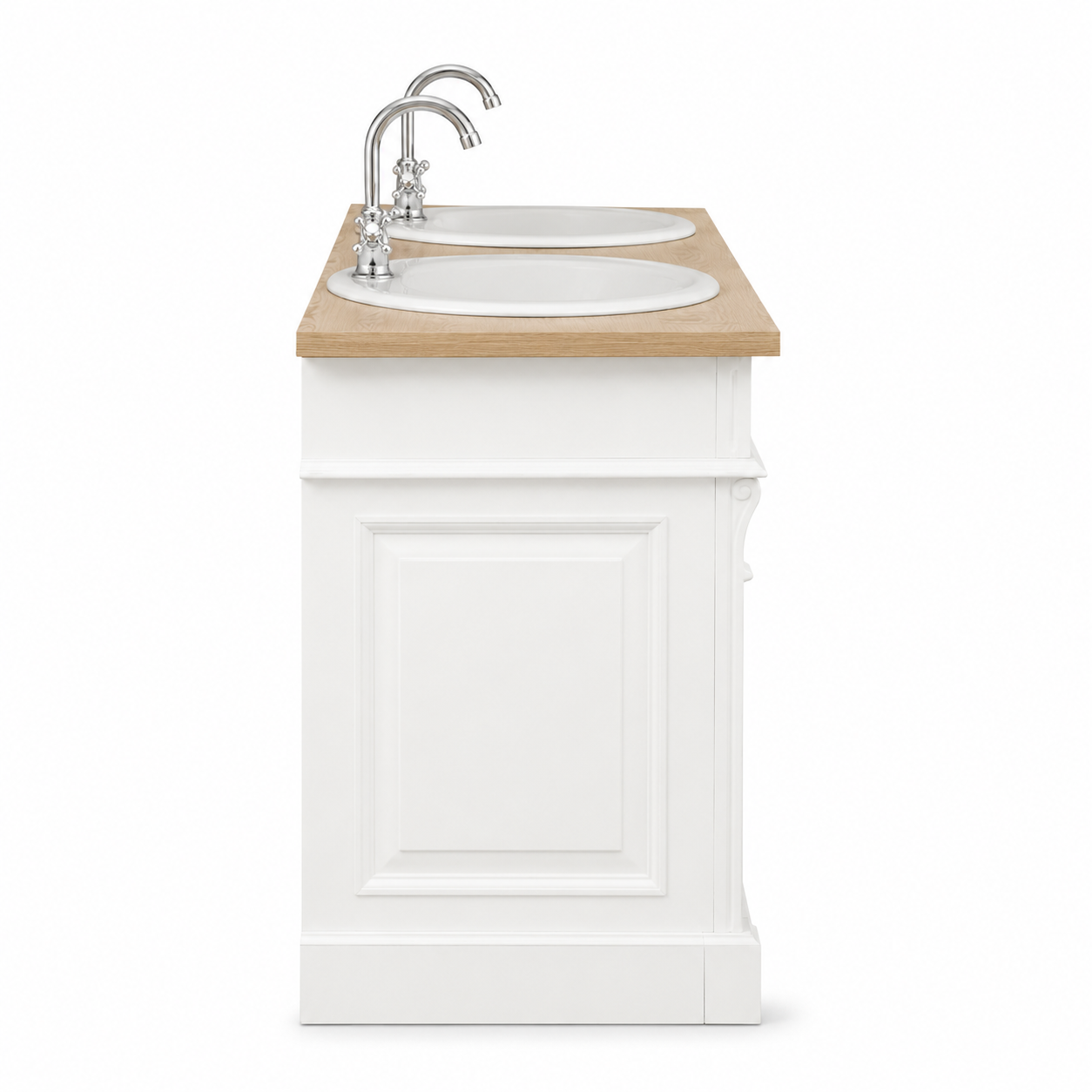 Bathroom Vanity Marcoli White Oak - Double Vanity Unit with Solid Oak Top - 150 x 51 x 91 cm
