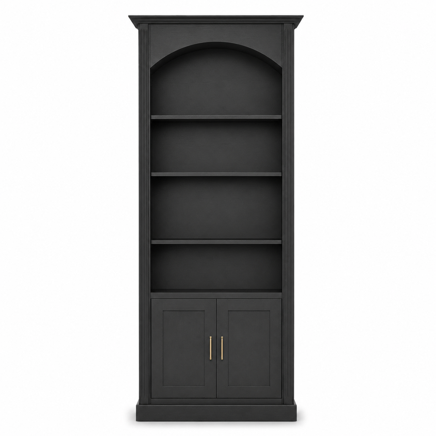 Bücherregal - Arcade - Bogen Massivkiefer - 102 x 30 x 250 cm - Schwarz