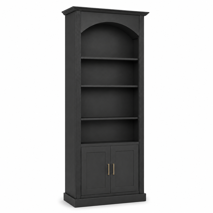 Bücherregal - Arcade - Bogen Massivkiefer - 102 x 30 x 250 cm - Schwarz