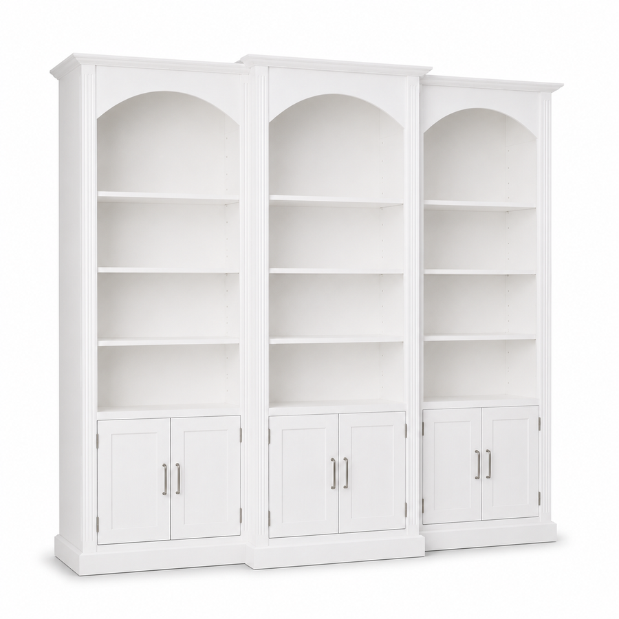 Bücherregal - Arcade - Dreifach Bogen Massivkiefer - 306 x 30 x 250 cm - Weiß