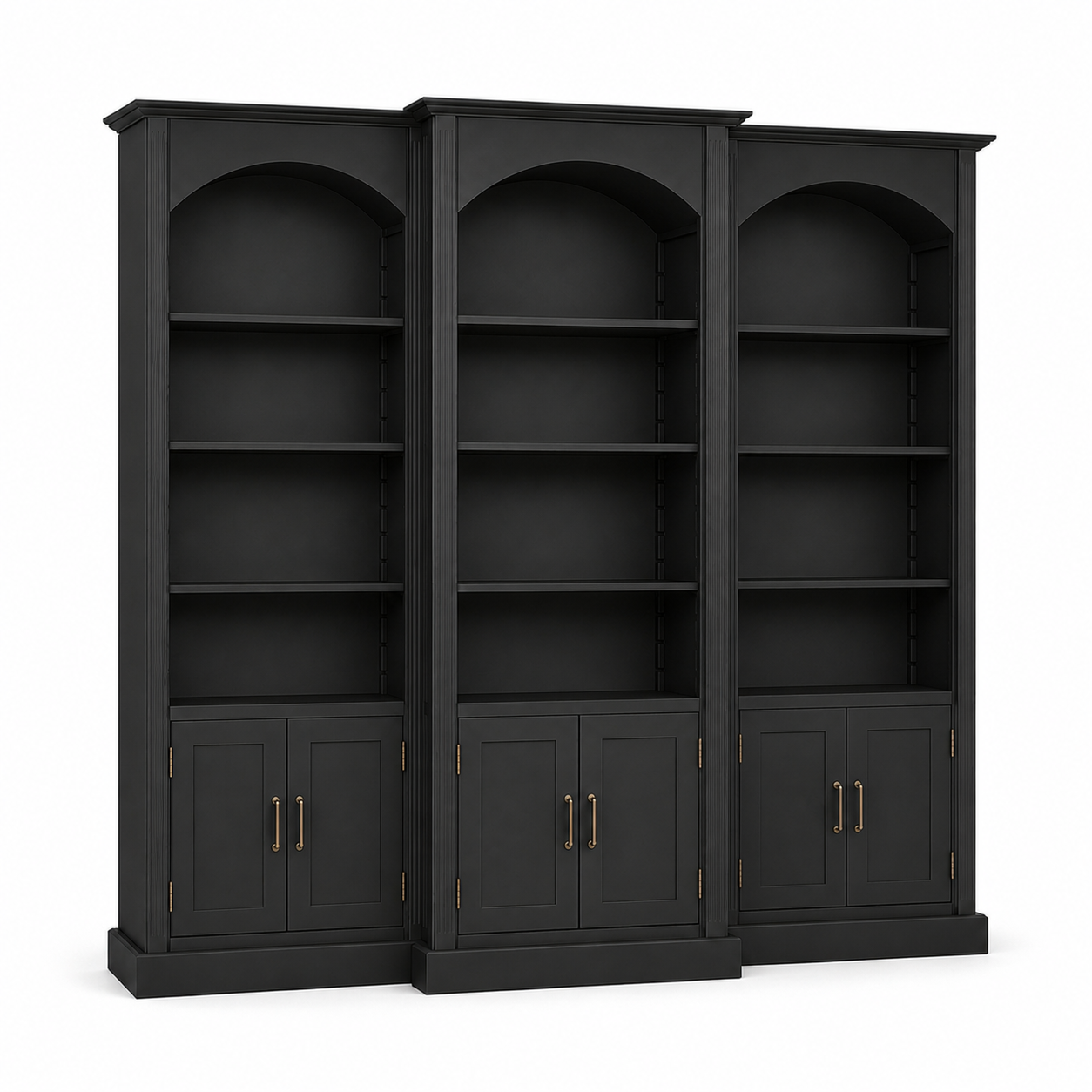 Bücherregal - Arcade - Dreifach Bogen Massivkiefer - 306 x 30 x 250 cm - Schwarz