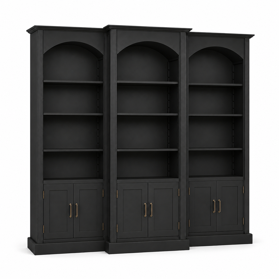 Bücherregal - Arcade - Dreifach Bogen Massivkiefer - 306 x 30 x 250 cm - Schwarz