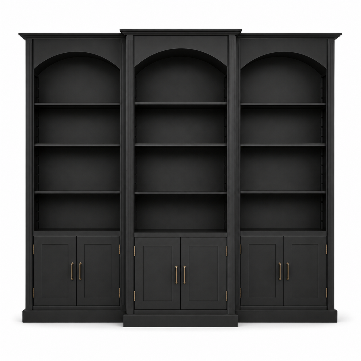 Bücherregal - Arcade - Dreifach Bogen Massivkiefer - 306 x 30 x 250 cm - Schwarz