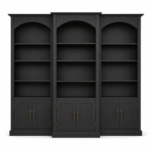 Bücherregal - Arcade - Dreifach Bogen Massivkiefer - 306 x 30 x 250 cm - Schwarz