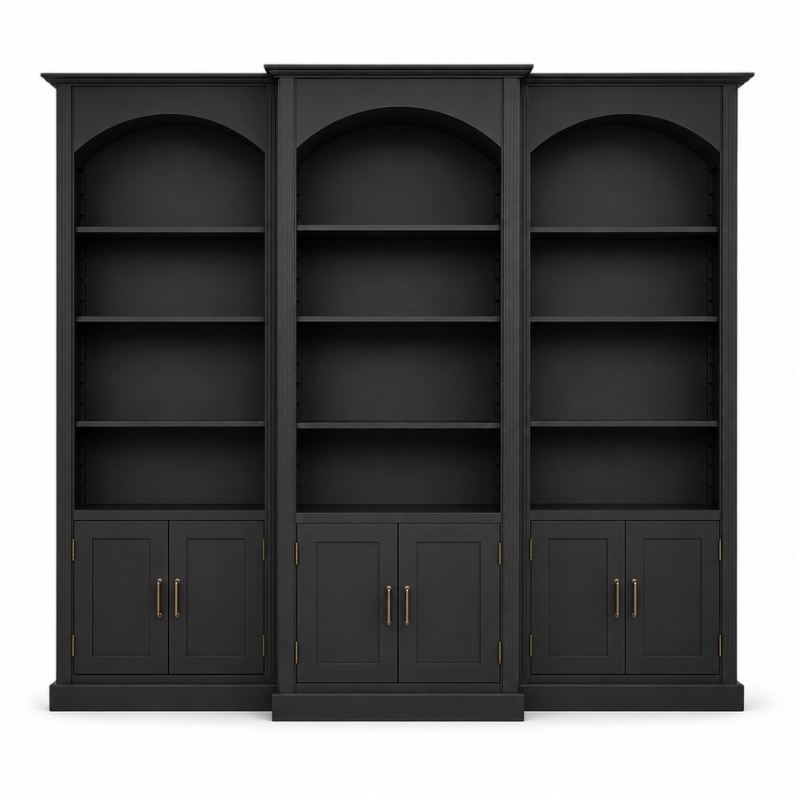 Bücherregal - Arcade - Dreifach Bogen Massivkiefer - 306 x 30 x 250 cm - Schwarz