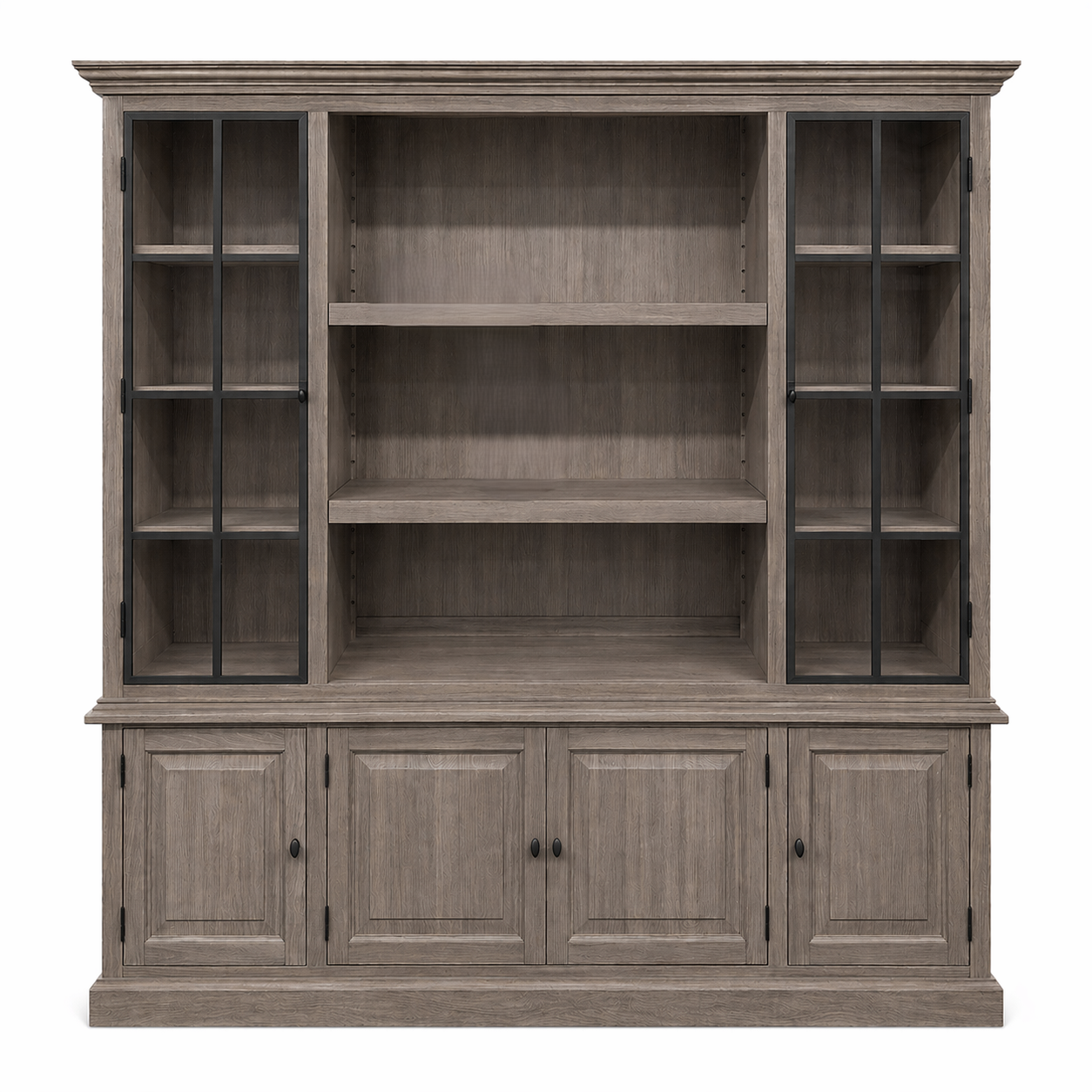Boekenkast Harrison - Massief Eiken Grijs - 240 x 49 x 230 cm