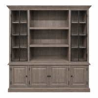 Boekenkast Harrison - Massief Eiken Grijs - 240 x 49 x 230 cm
