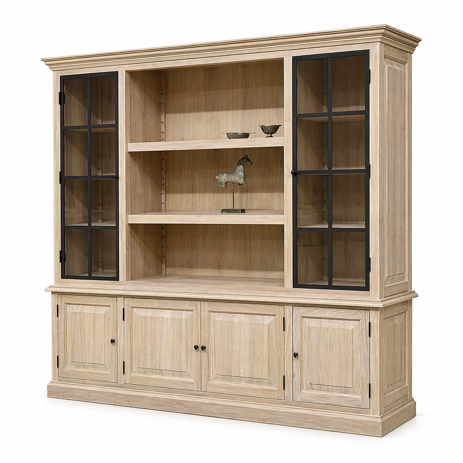 Bookcase Cabinet Harrison - Natural Solid Oak - 240 x 49 x 230 cm