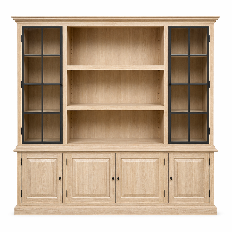 Bookcase Cabinet Harrison - Natural Solid Oak - 240 x 49 x 230 cm