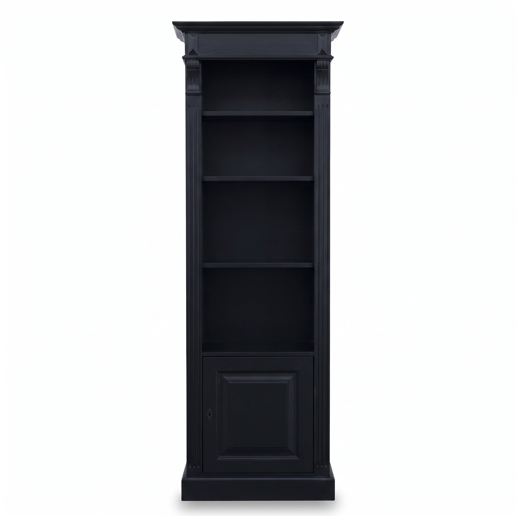 Bookcase Sarlat in black, front view, 71 x 39 x 197 cm