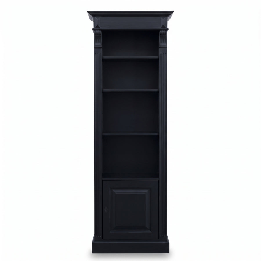Bookcase Sarlat in black, front view, 71 x 39 x 197 cm