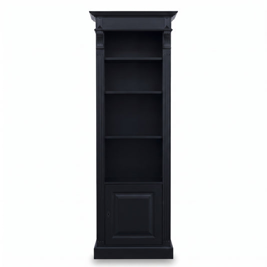 Bookcase Sarlat in black, front view, 71 x 39 x 197 cm