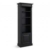 Bookcase Sarlat in black, three-quarter view from the front left, 71 x 39 x 197 cm