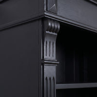 Bookcase Sarlat in black, close-up of the finish and construction, 71 x 39 x 197 cm