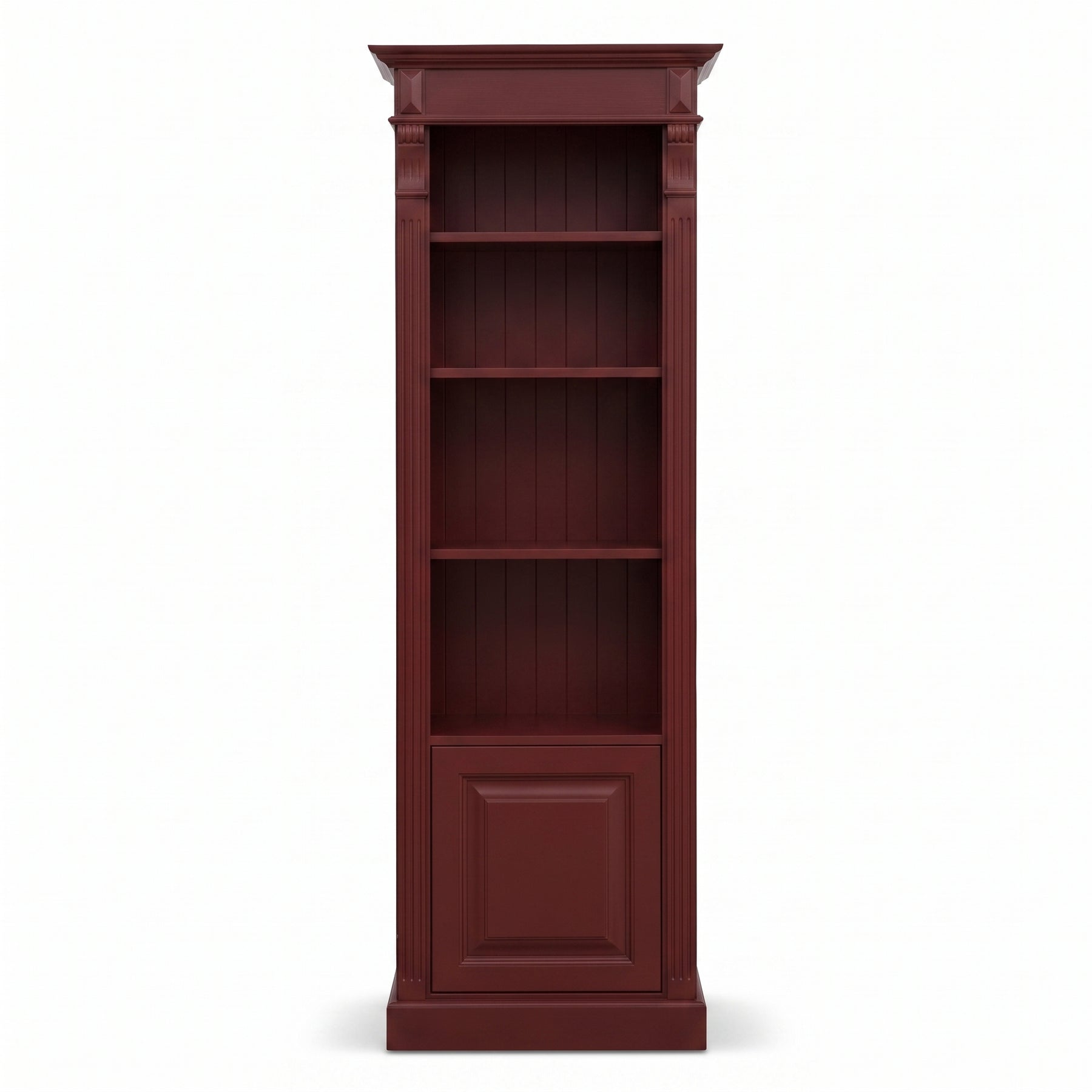 Bookcase Sarlat in bordeaux, front view, 71 x 39 x 197 cm