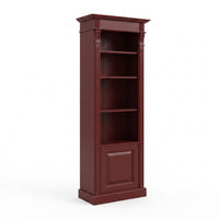 Bookcase Sarlat in bordeaux, three-quarter view from the front left, 71 x 39 x 197 cm