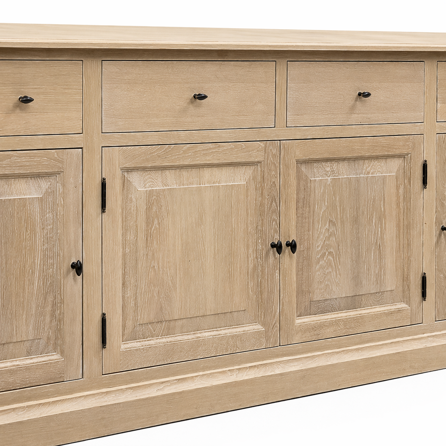 Buffet Armoire Arden - Naturel Massif Chêne - 225 x 50 x 90 cm