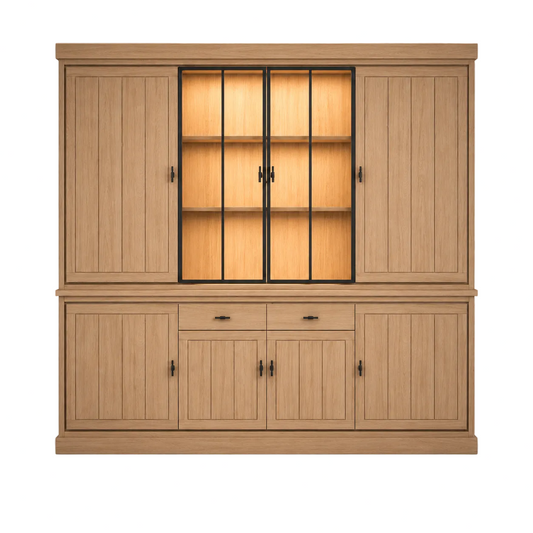 Display Cabinet Jura - Solid Oak - 240×50×229 cm - Natural