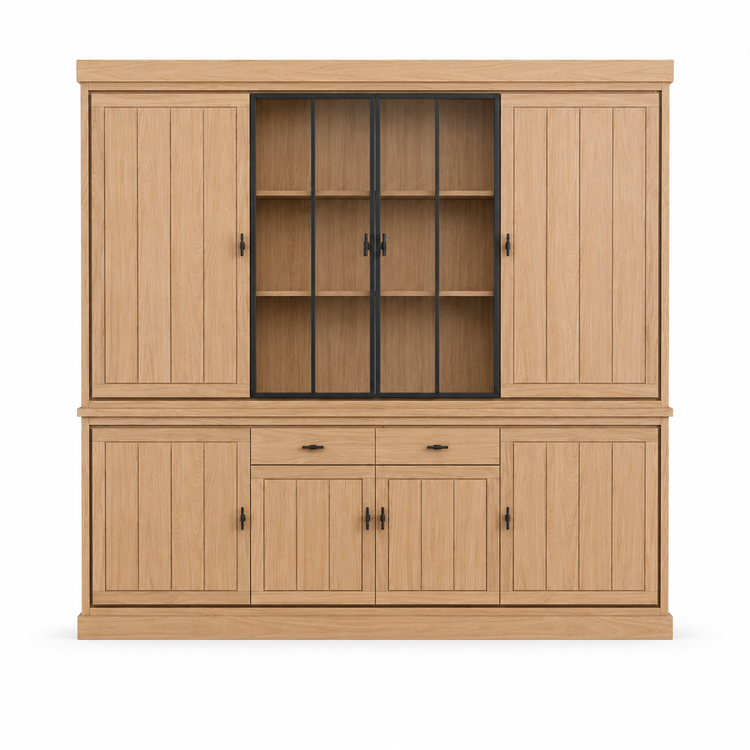 Jura buffet cabinet in natural solid oak, 240 cm