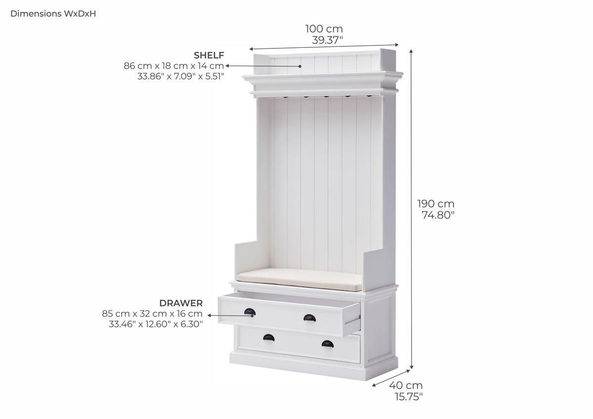 Halifax Coat Hanger Unit With Drawers - Wit | Marcottestyle