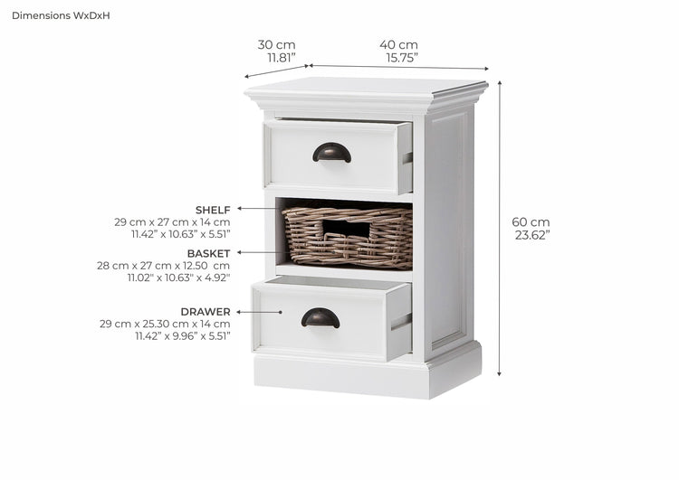 Halifax Storage Unit 1 Rattan Basket - Blanc | Marcottestyle
