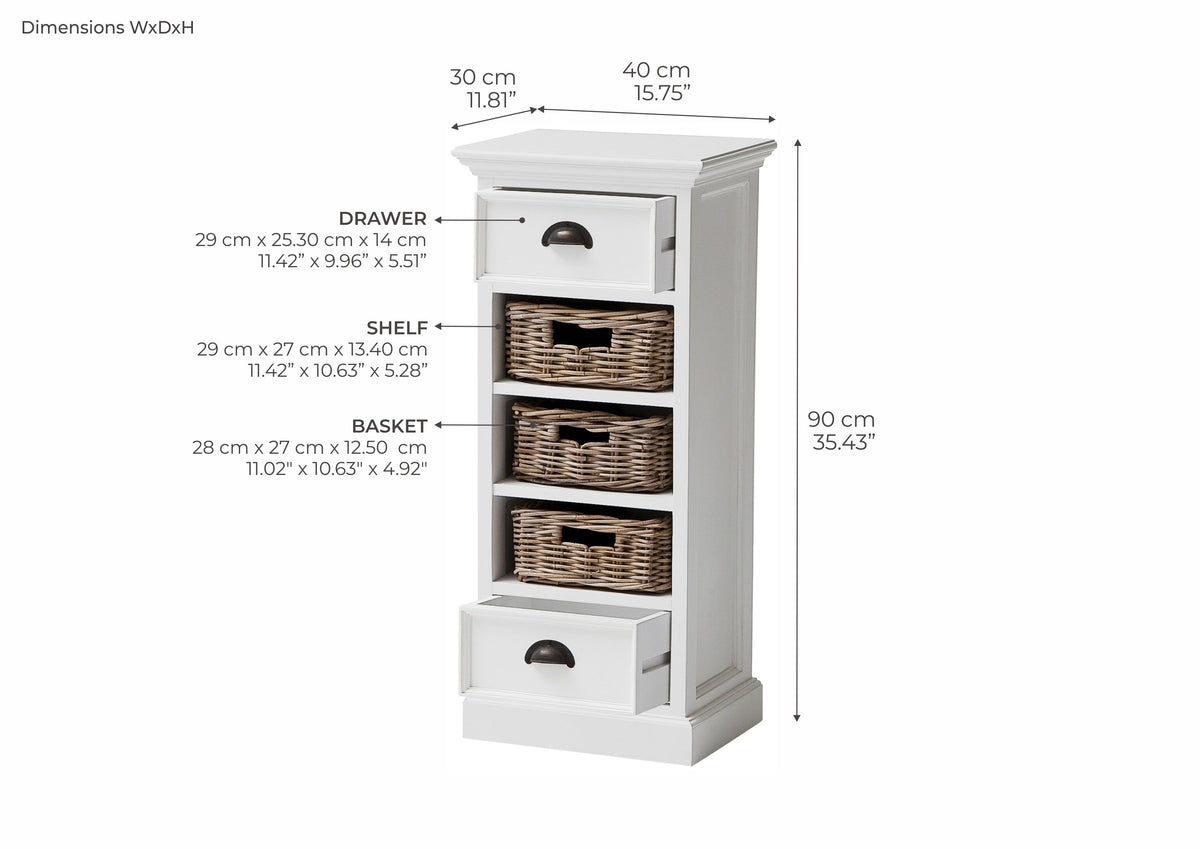 Halifax Storage Unit 3 Rattan Baskets - Wit | Marcottestyle