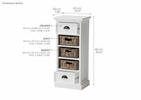 Halifax Meuble de rangement 3 Rotin Baskets - Blanc