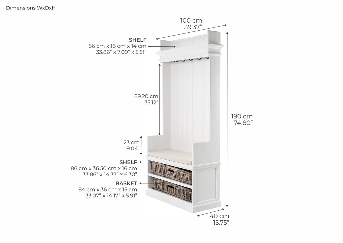 Halifax Coat Hanger Unit With Baskets - Wit | Marcottestyle