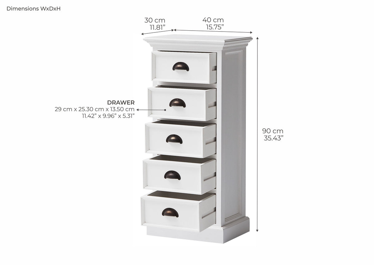Halifax Storage Unit 5 Drawers - Blanc | Marcottestyle