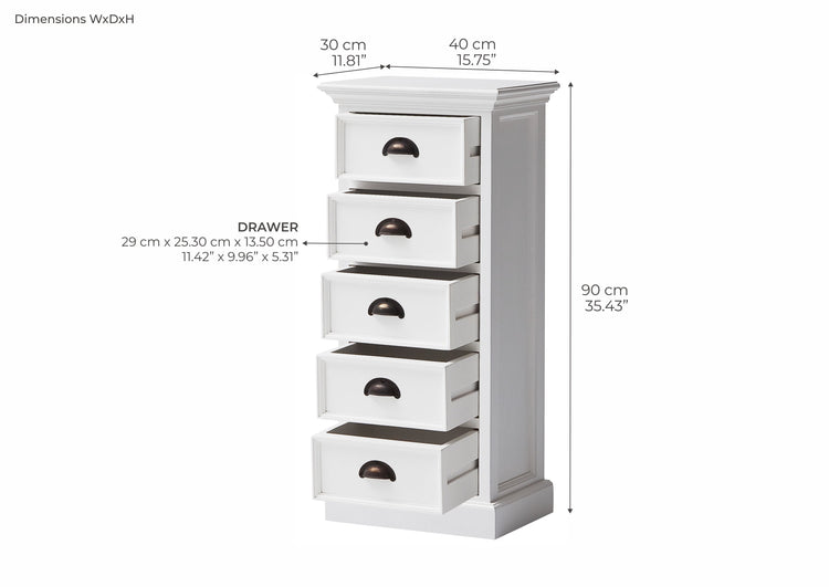 Halifax Storage Unit 5 Drawers - Blanc | Marcottestyle