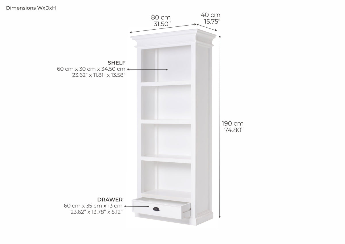 Halifax Medium Bookcase - White | Marcottestyle