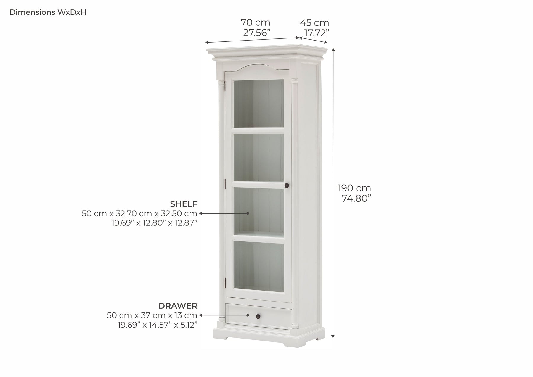 Provence Single Vitrine - Weiß