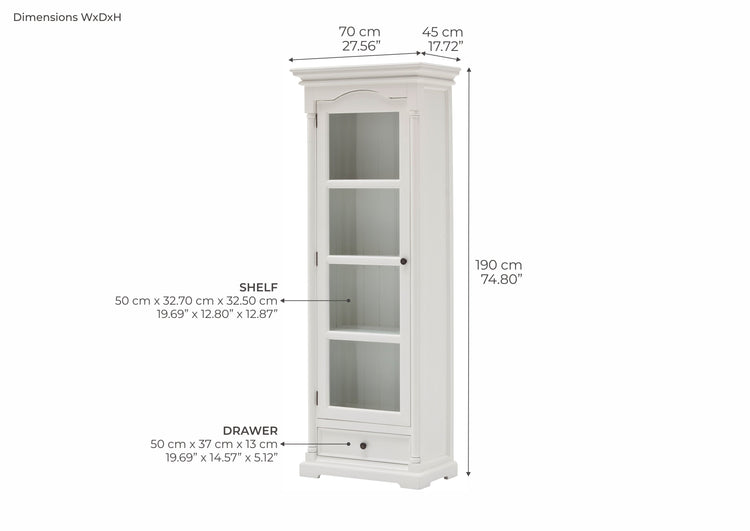 Provence Single Vitrine - White | Marcottestyle