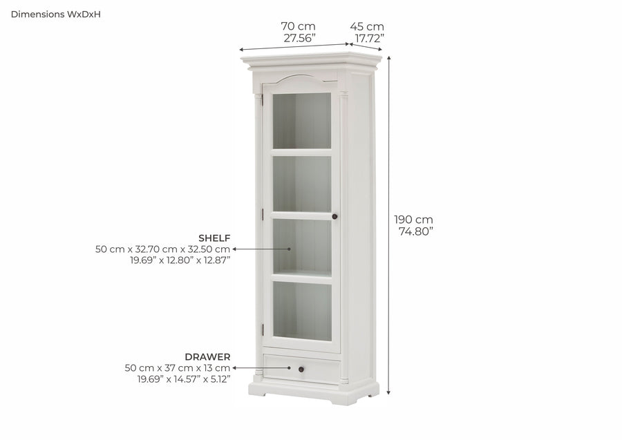 Provence Single Vitrine - Weiß