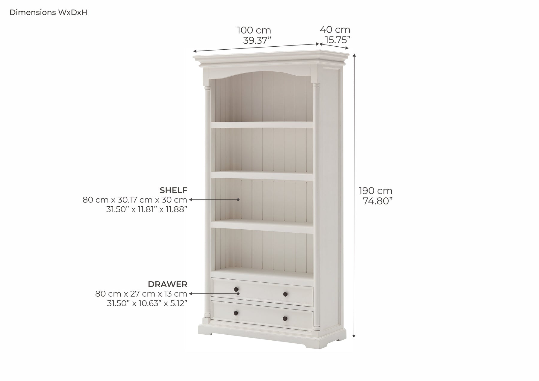 Provence Bookcase - White | Marcottestyle